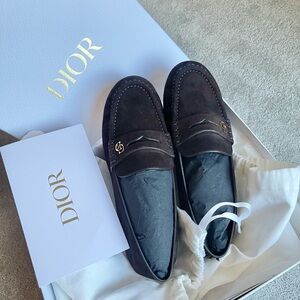 Authentic Christian Dior brown suede loafer
